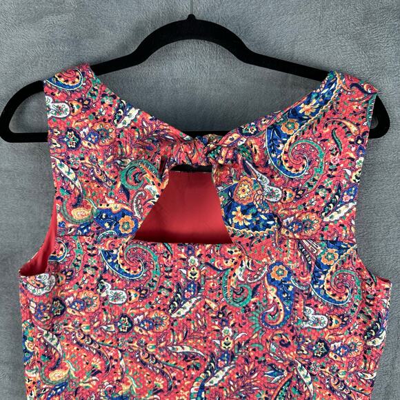 Talbots Dress Women 12 Pink Paisley Sleeveless Keyhole Back Bonaire Spring Party - Picture 4 of 13